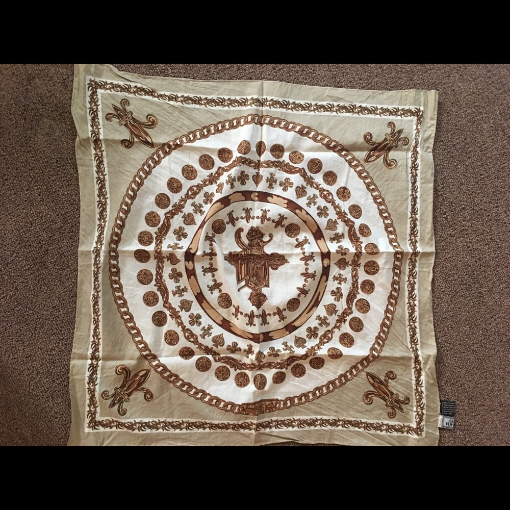 Tan and brown scarf Versace
